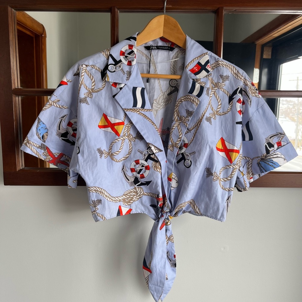 Zara Nautical Print Top M